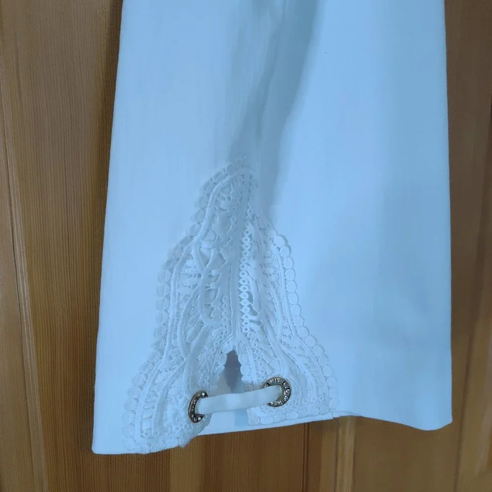 JM Collection Women's Bright White Capris w/Lace at Hem, XXL - Picture 2 of 4